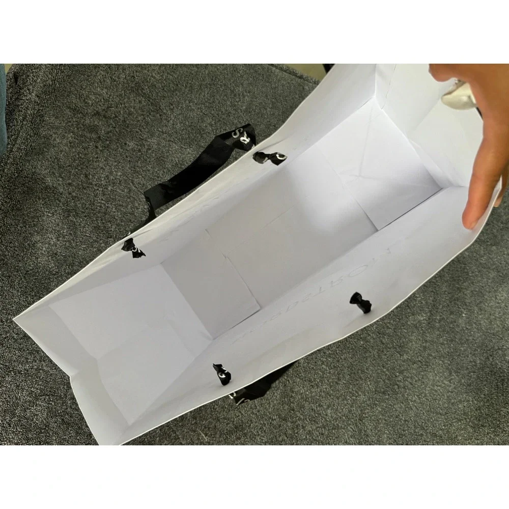 Nordstrom 125 Yr Anniversary Lg White Paper Shopping Bag Ribbon Handles16x12x6